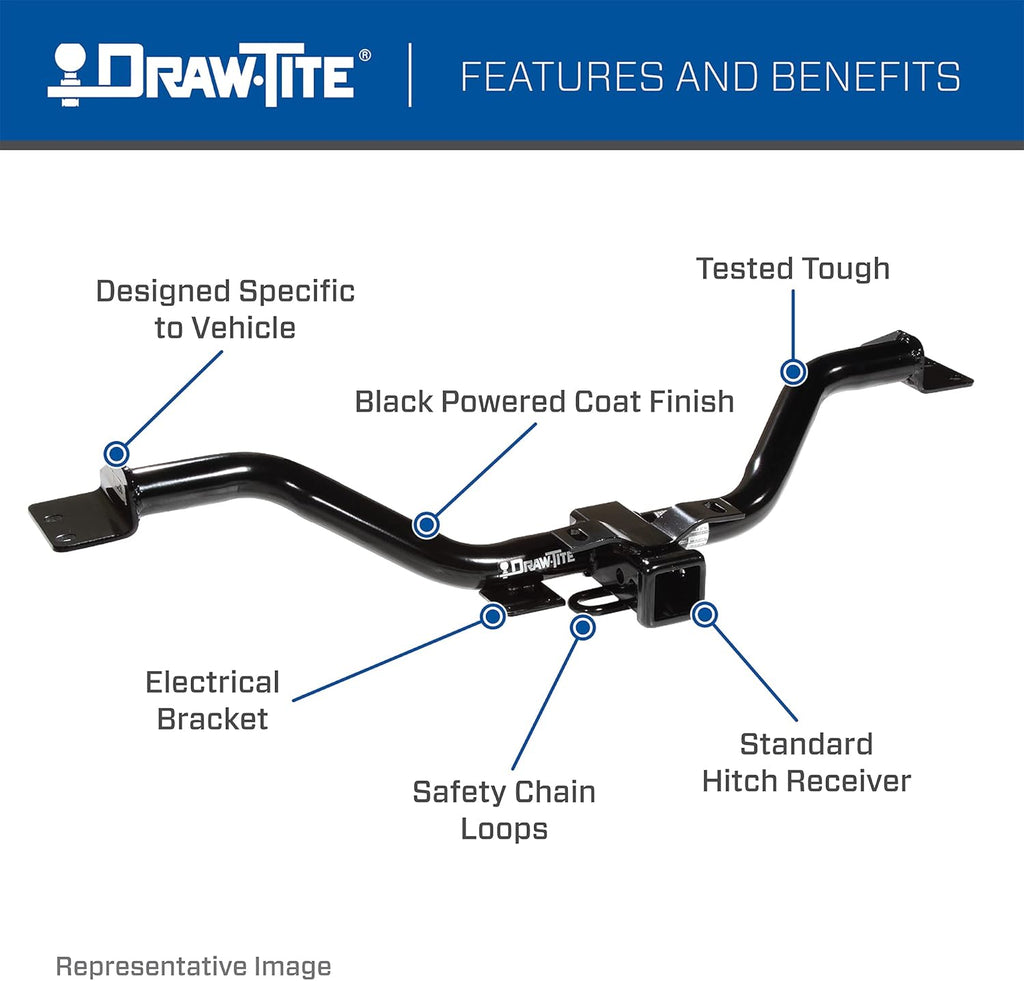 Class 3 Trailer Hitch, 2 Inch Receiver, Black F1699