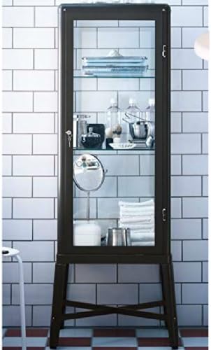 Dark Gray Glass Door Cabinet V21859
