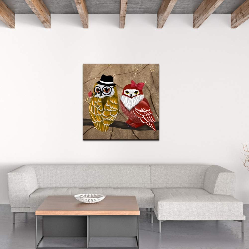 Owl Canvas Wall Art Framed 24x24 Inches Q117