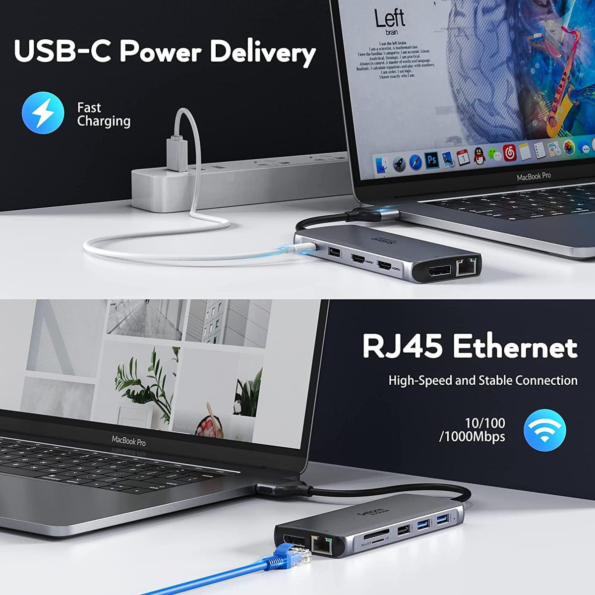 12 in 1 USB C Docking Station Dual Monitor HDMI Adapter O37694