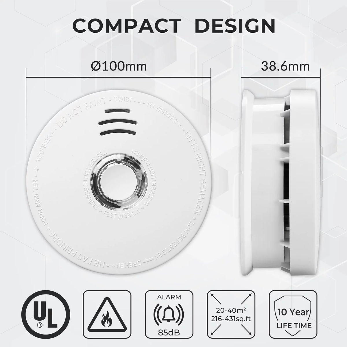 2 Pack 9V Battery Operated Photoelectric Smoke Alarm S520