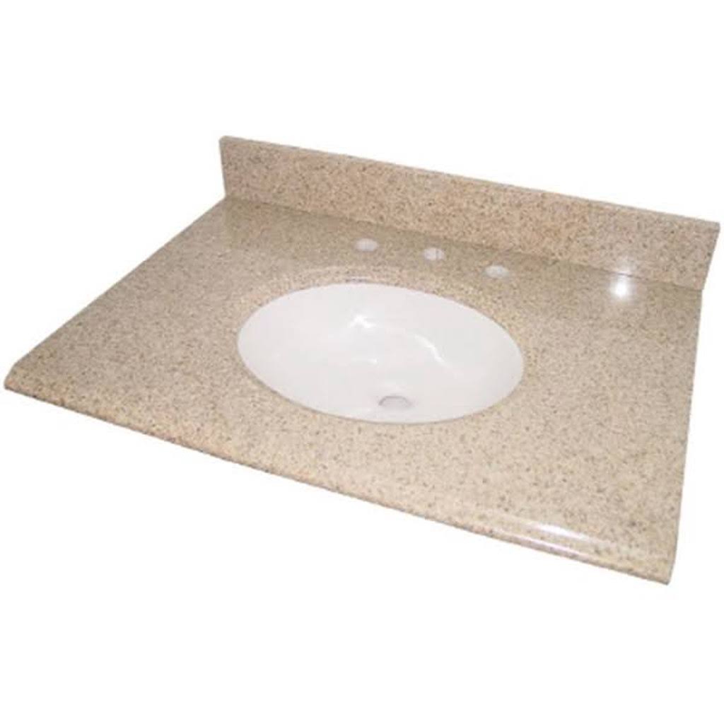 31x22 Golden Hill Granite Vanity Top with White Bowl Q4575