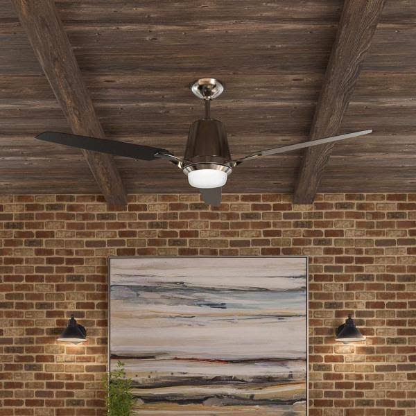Brushed Nickel Ceiling Fan with Light T70464