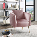 Blush Pink Velvet Barrel Accent Chair with Metal Legs G356