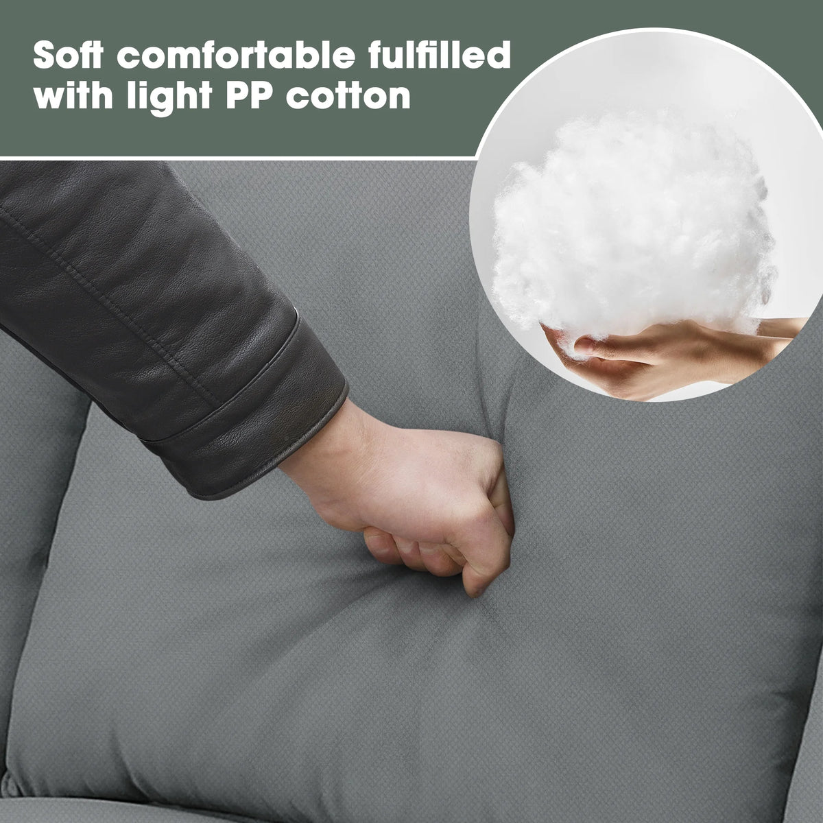 7 Seats L Shape Fabric Sectional Sofa with Ottoman Q726752