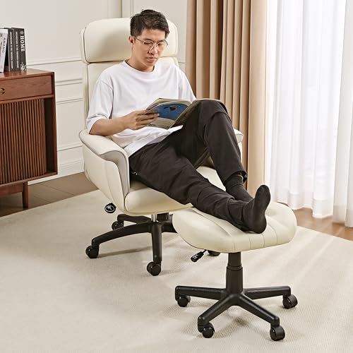 Height Adjustable Beige Foot Stool with Wheels K471967