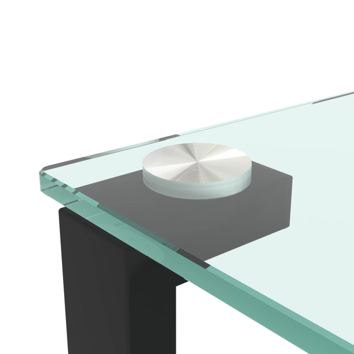 Black Glass Top Metal Frame End Table O7654