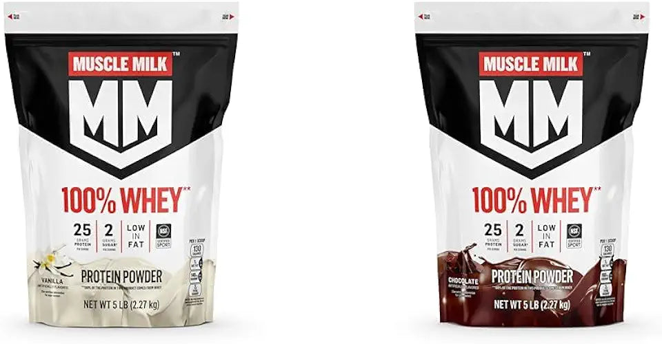 Whey Protein Powder, Vanilla & Chocolate, 5 Pound Each, 25g Protein B343