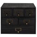 Black 6 Drawer Wood Desk Organizer D1856