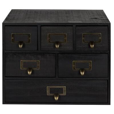 Black 6 Drawer Wood Desk Organizer D1856