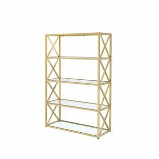 Clear Glass and Gold Etagere Bookcase O6954