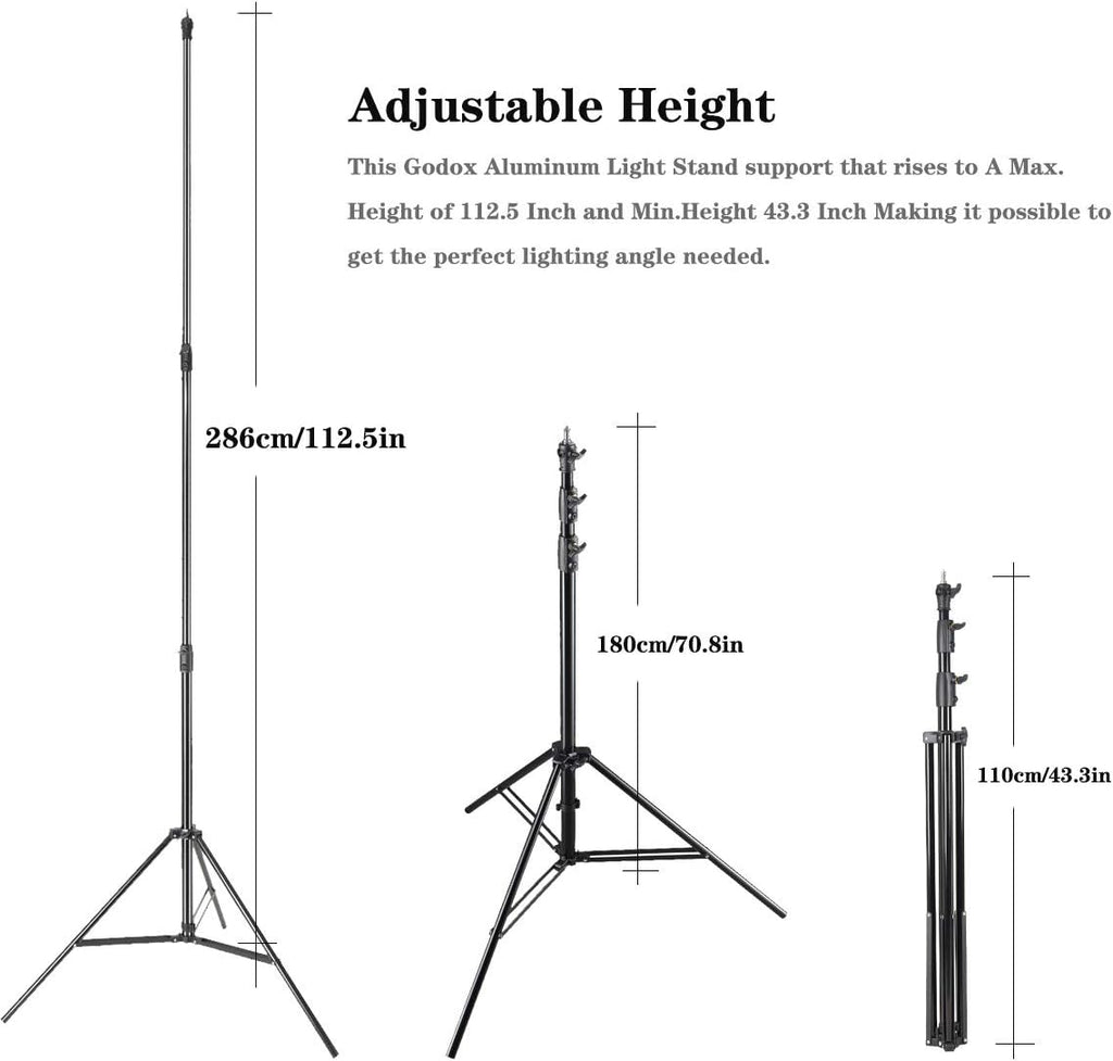 Heavy Duty Aluminum Light Tripod Stand, 112 Inches Pack of 2 S28524