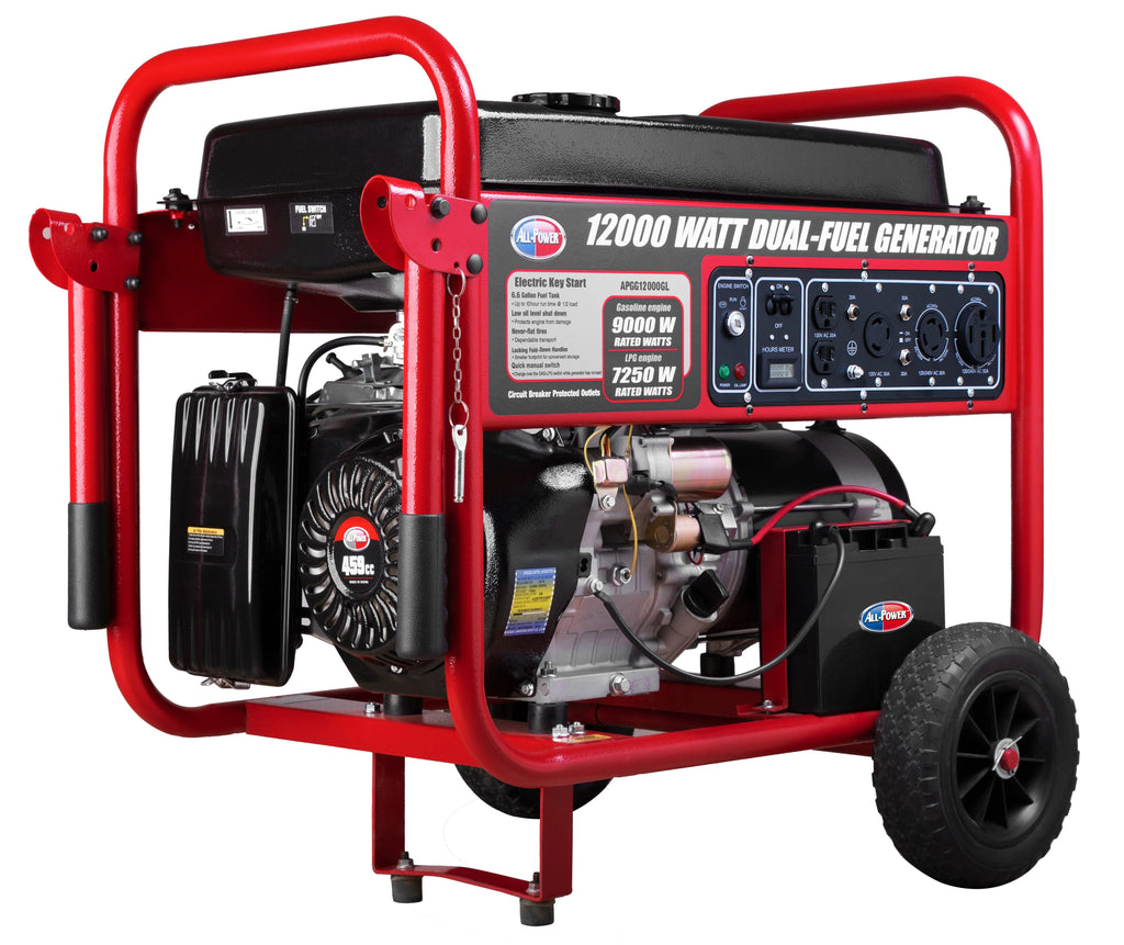 12000 Watt Dual Fuel Portable Generator with Electric Start T8282