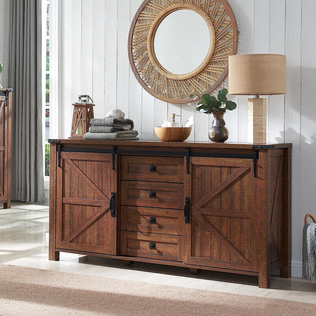 4 Drawer Light Rustic Oak Wood Dresser F691