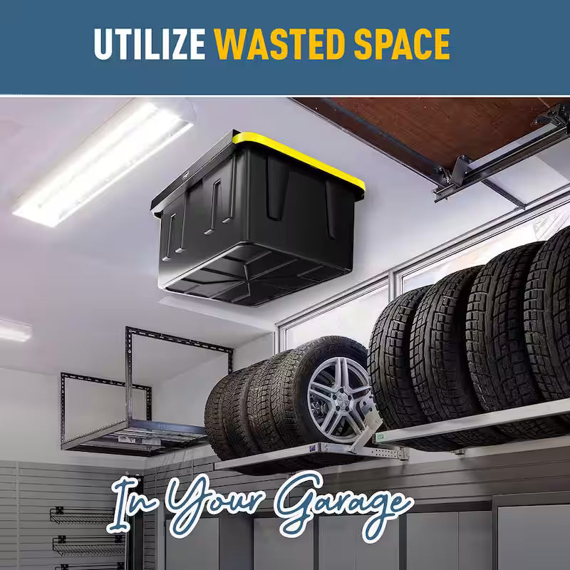 Black Adjustable Height Overhead Garage Ceiling Mounted Storage Unit U888
