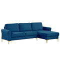 Navy Blue Fabric Sectional Loveseat and Chaise P865