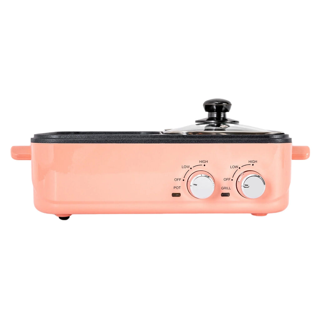 2 in 1 Portable Electric Hot Pot Barbecue Grill Non-Stick Pan Q9898