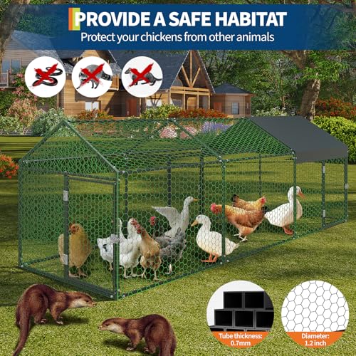 Metal Chicken Coop with Waterproof Cover, 160" x40" x40", 4 Doors T14431