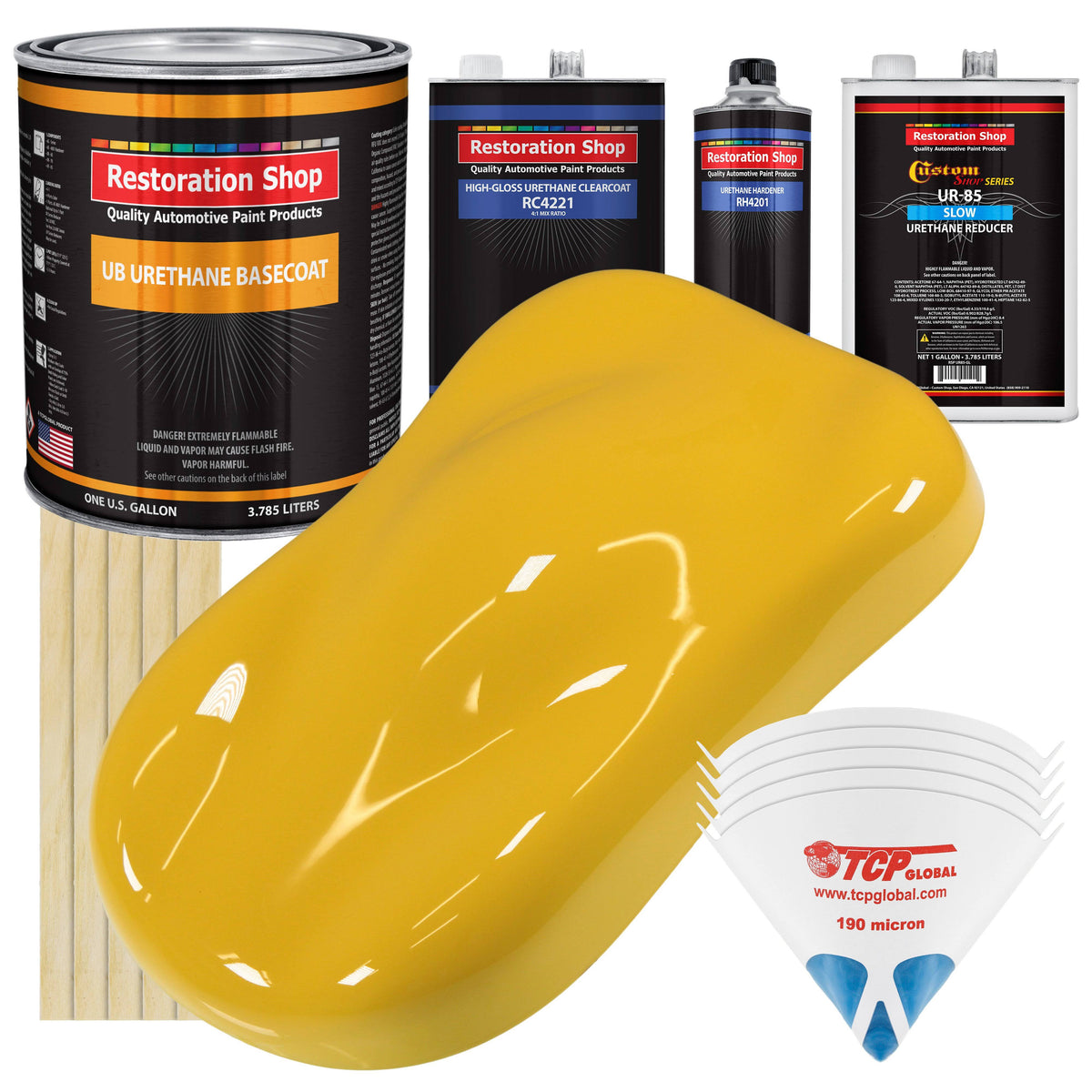 Canary Yellow 1 Gallon Urethane Basecoat and Clearcoat Automotive Paint Kit E6053
