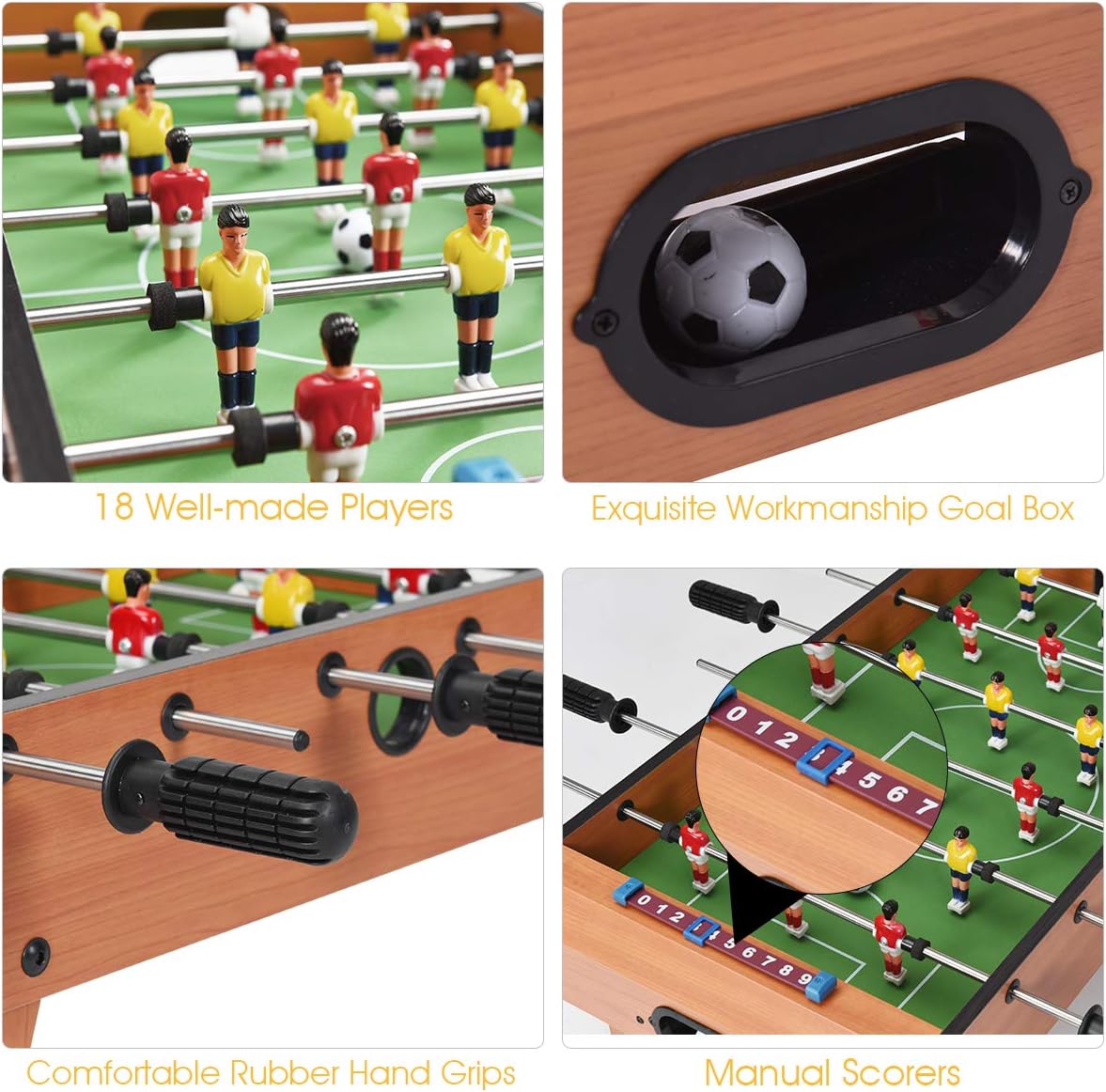 27 Foosball Table Wooden Soccer Game Table Top U29594