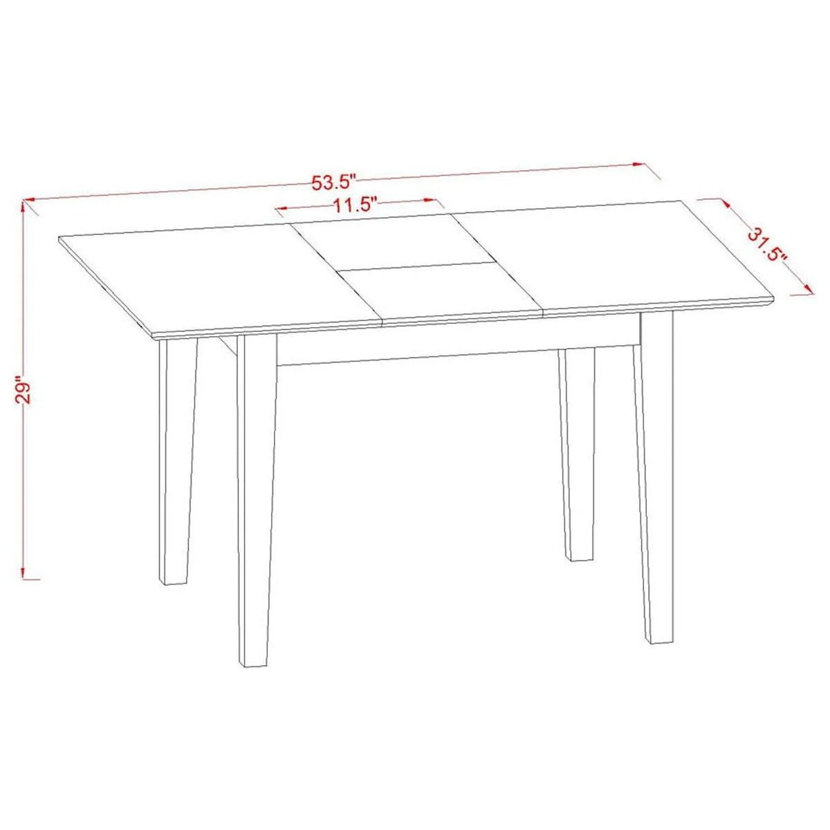 3-Pc Kitchen Table Set with 2 Wood Dining Chairs and Butterfly Leaf Table B388