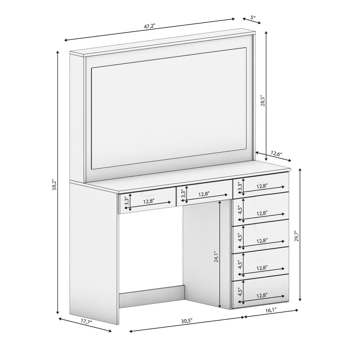 Modern Lighted Vanity Set with Mirror E133