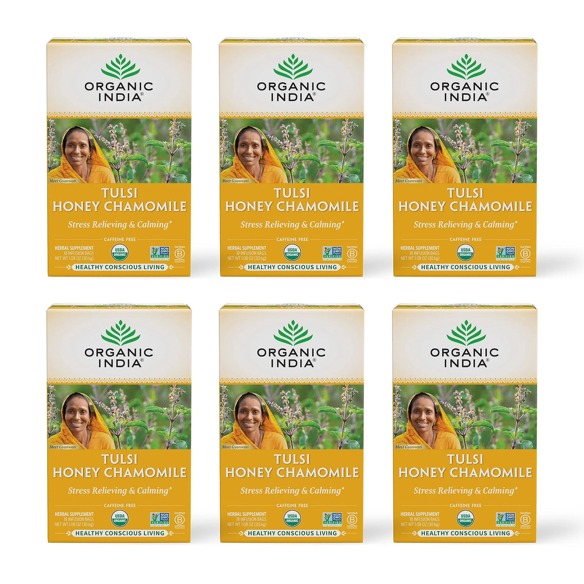Honey Chamomile Herbal Tea, Caffeine-Free, 18 Infusion Bags, 6 Pack R742320