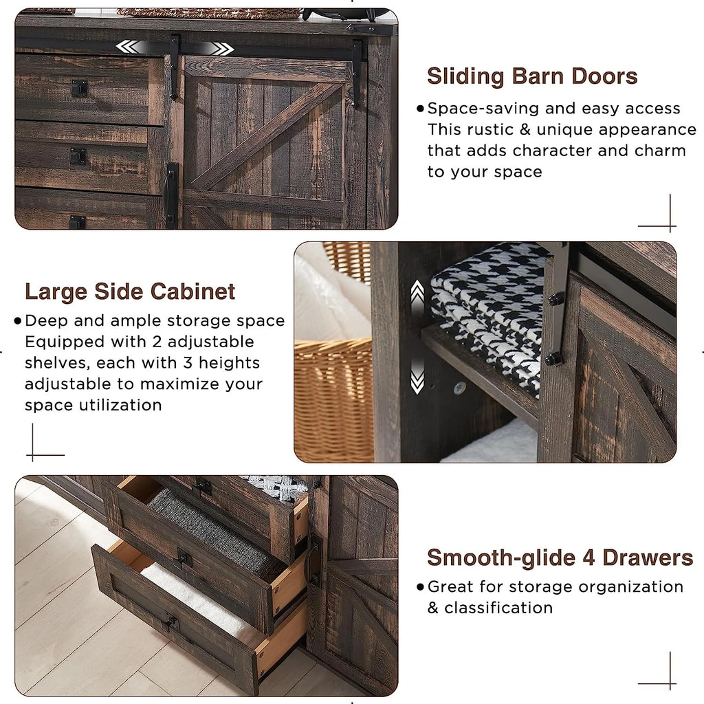 4 Drawer Light Rustic Oak Wood Dresser F691