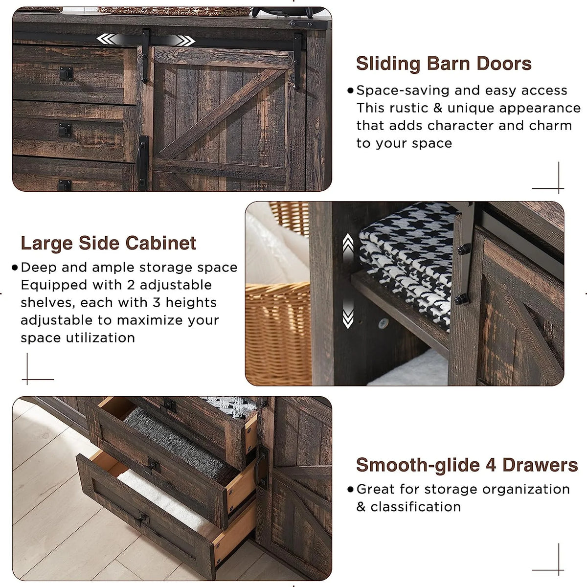 4 Drawer Light Rustic Oak Wood Dresser F691