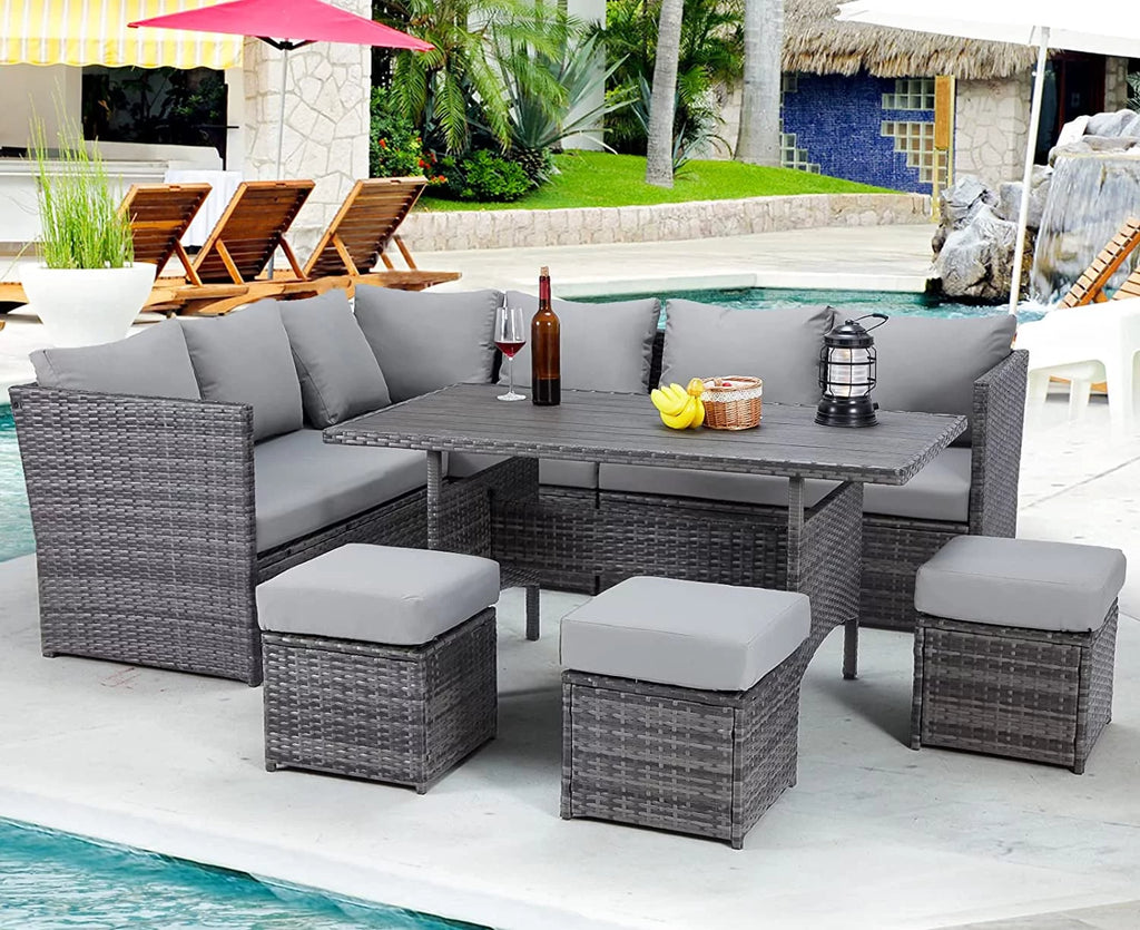 7 Piece Rattan Wicker Patio Conversation Set C5747