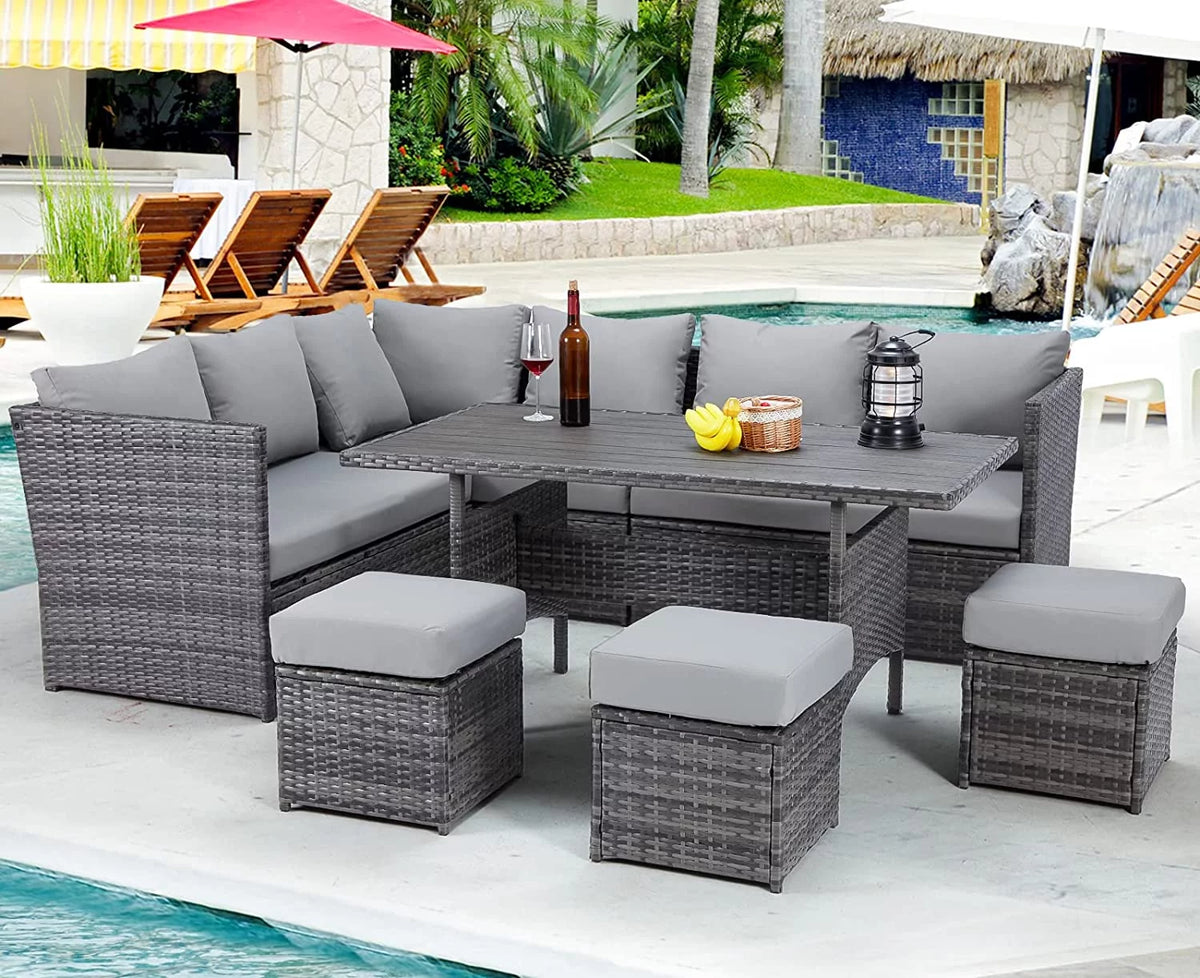 7 Piece Rattan Wicker Patio Conversation Set C5747
