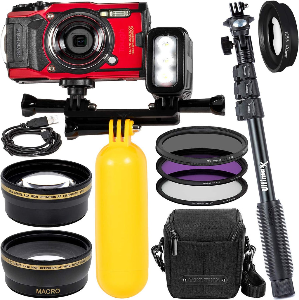 Red Digital Camera with Underwater LED Light and Carrying Case R6891