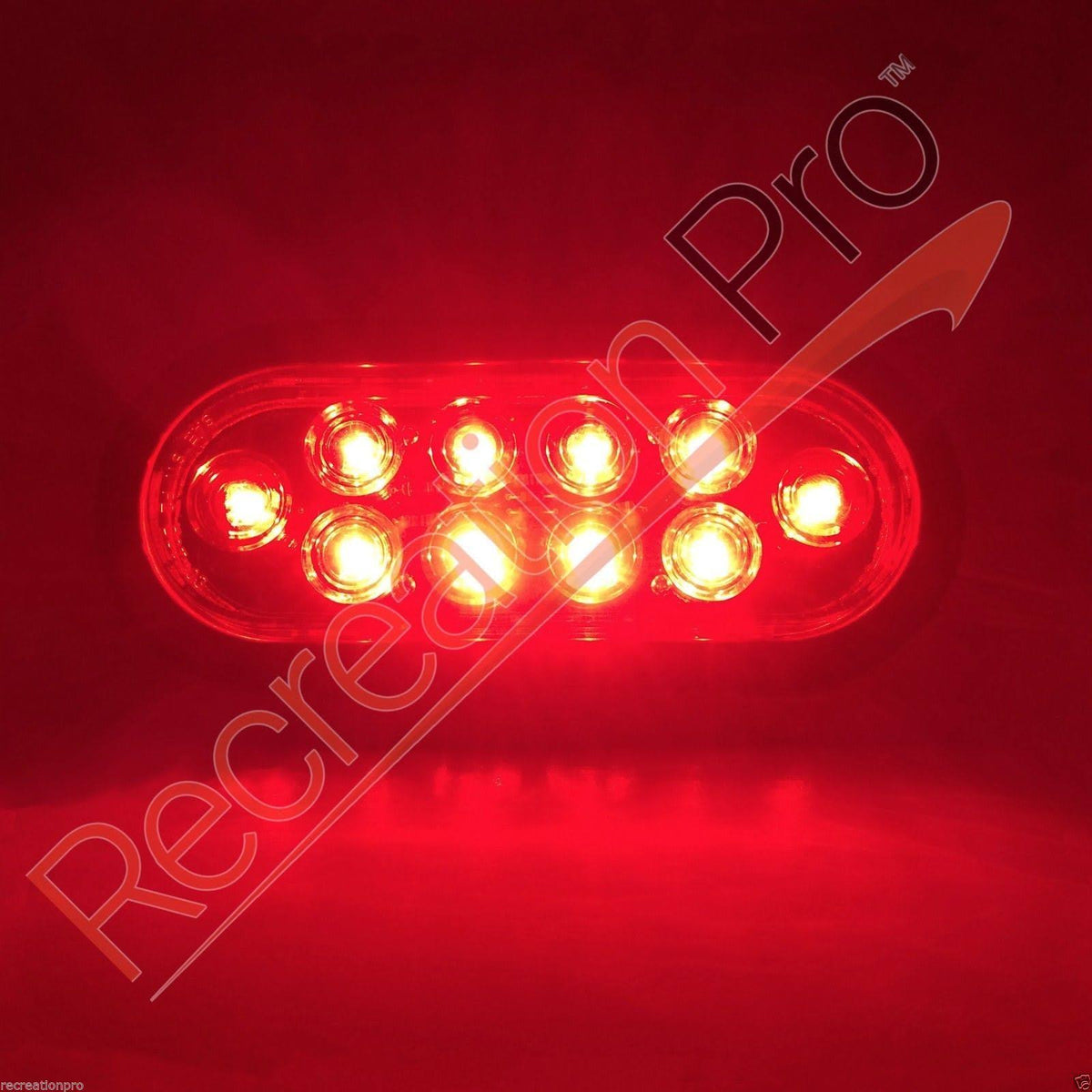 12 New LED Sealed Red 6x22 Oval Stop Turn Tail Lights O5163
