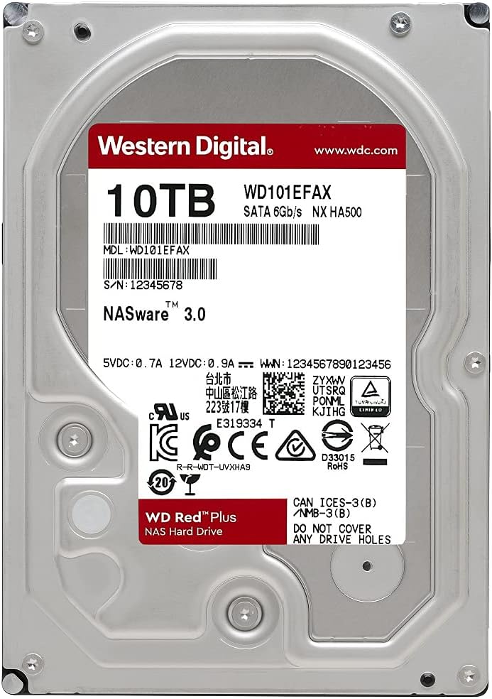 6TB WD Red Plus NAS Internal Hard Drive HDD - 5400 RPM, SATA 6 Gb/s, CMR, 64 MB Cache, 3.5 E42775