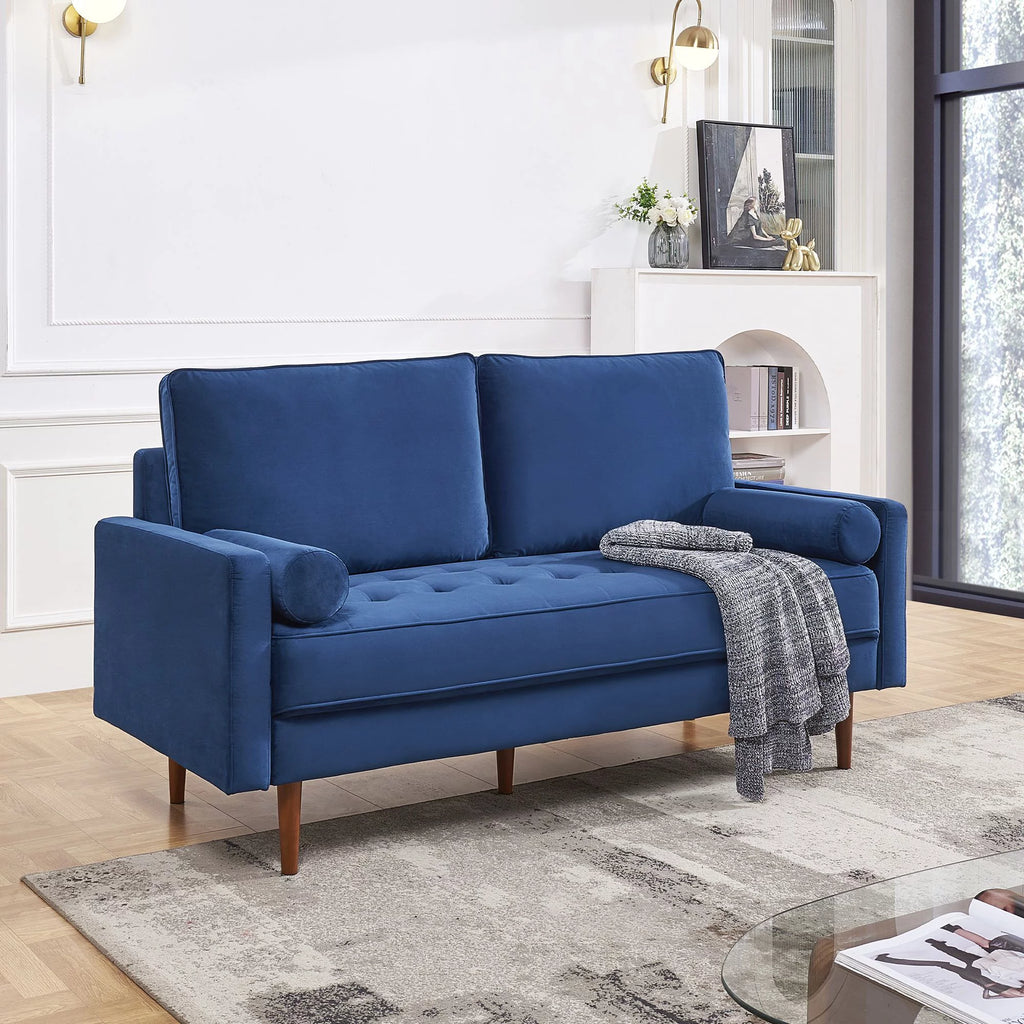 69" Tufted Velvet Sofa with Bolster Pillows G789
