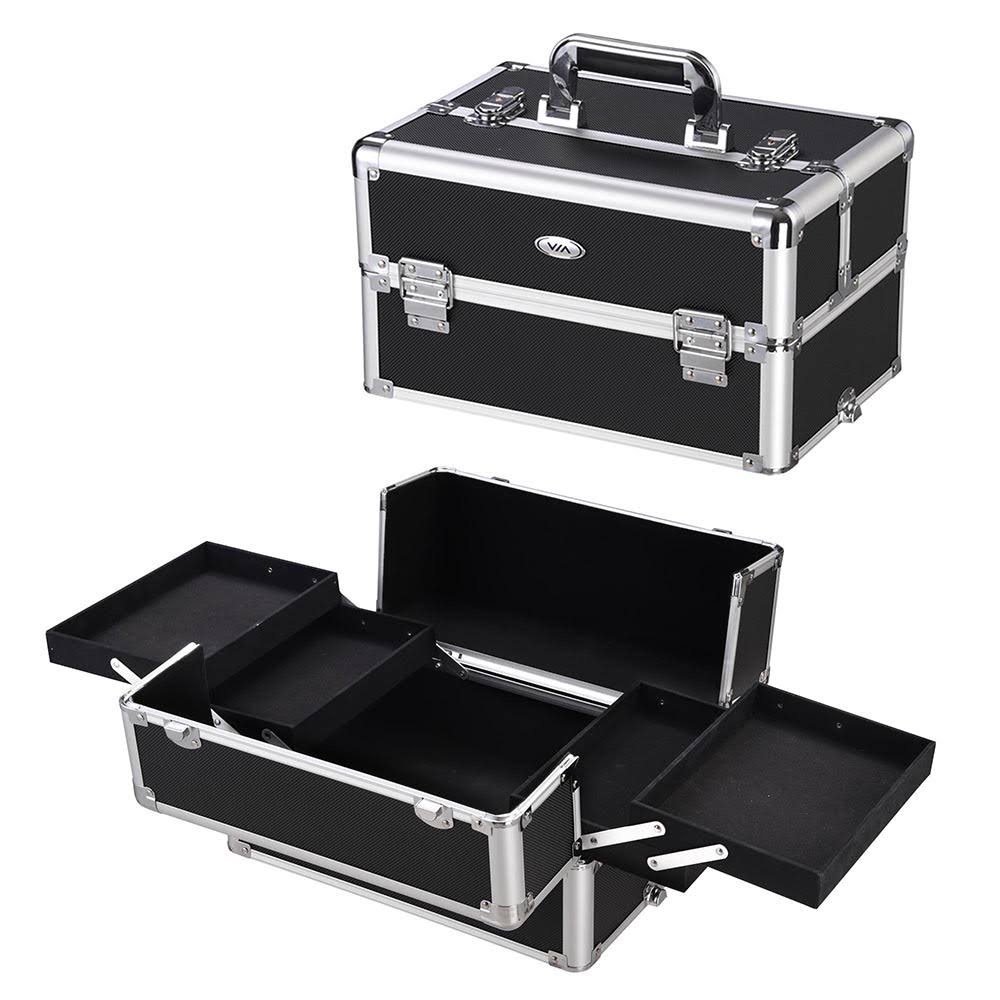 Black Aluminum Rolling Makeup Train Case G743916