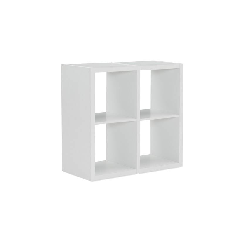 White Four Cubby Wood Storage Cabinet O5383