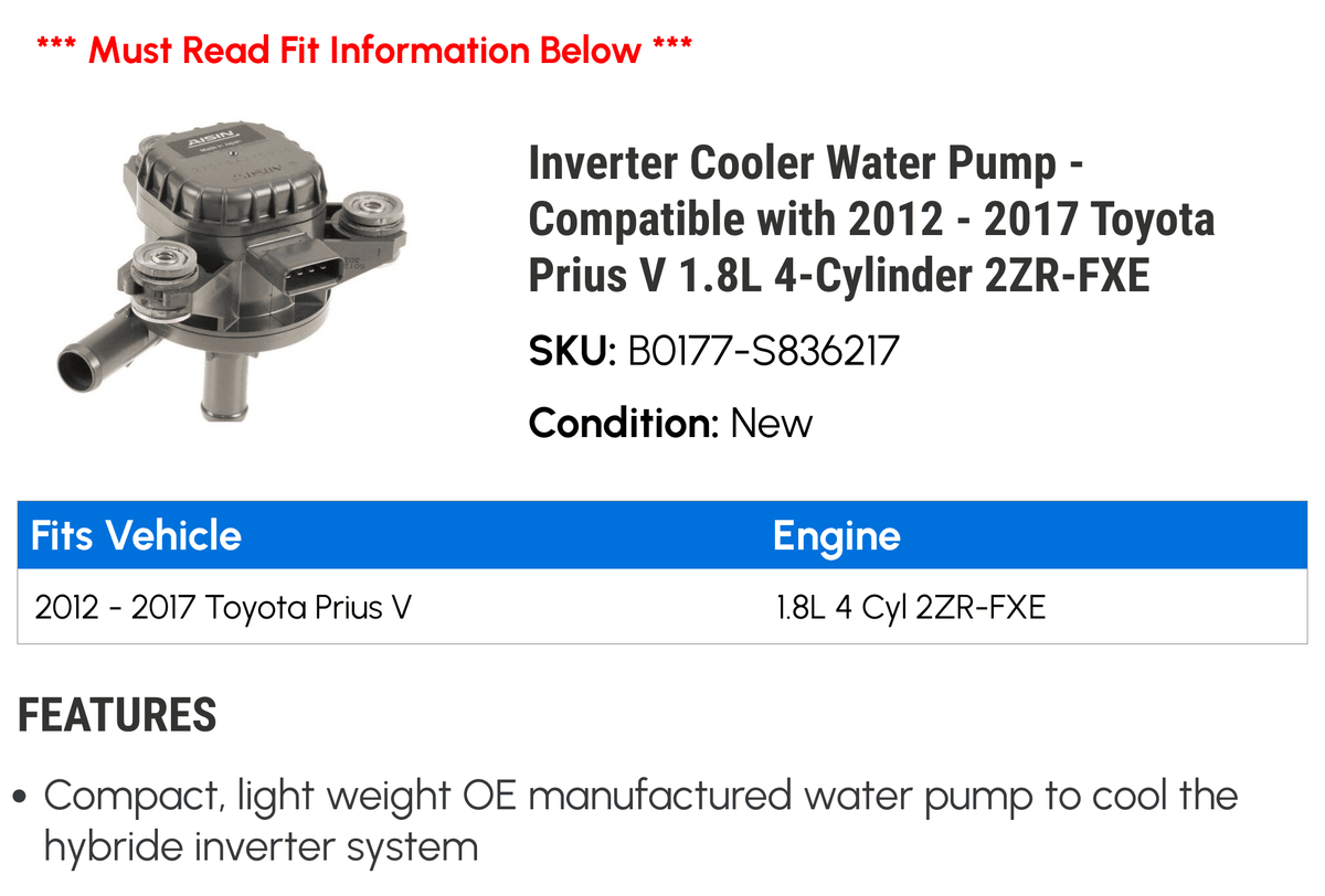 Inverter Cooler Water Pump K33690