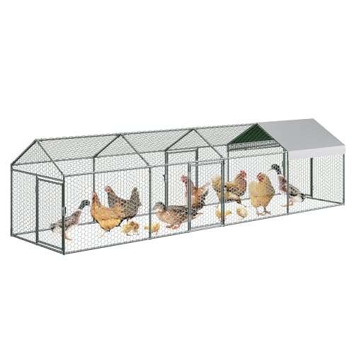 Metal Chicken Coop with Waterproof Cover, 160" x40" x40", 4 Doors T14431