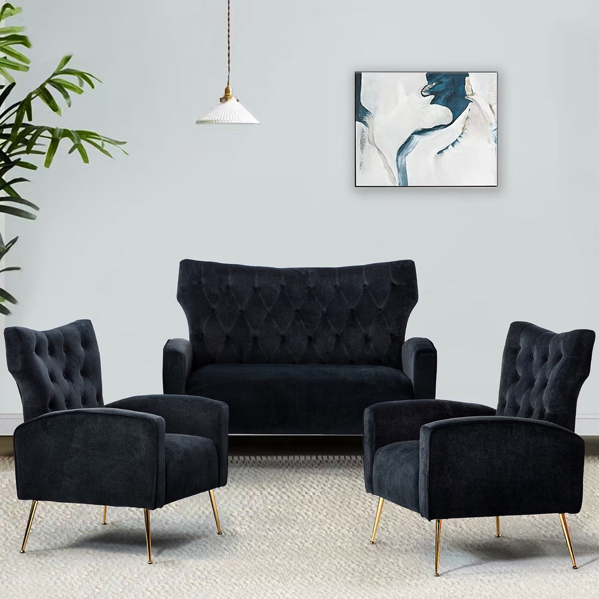 Black Tufted Back Loveseat Z258865