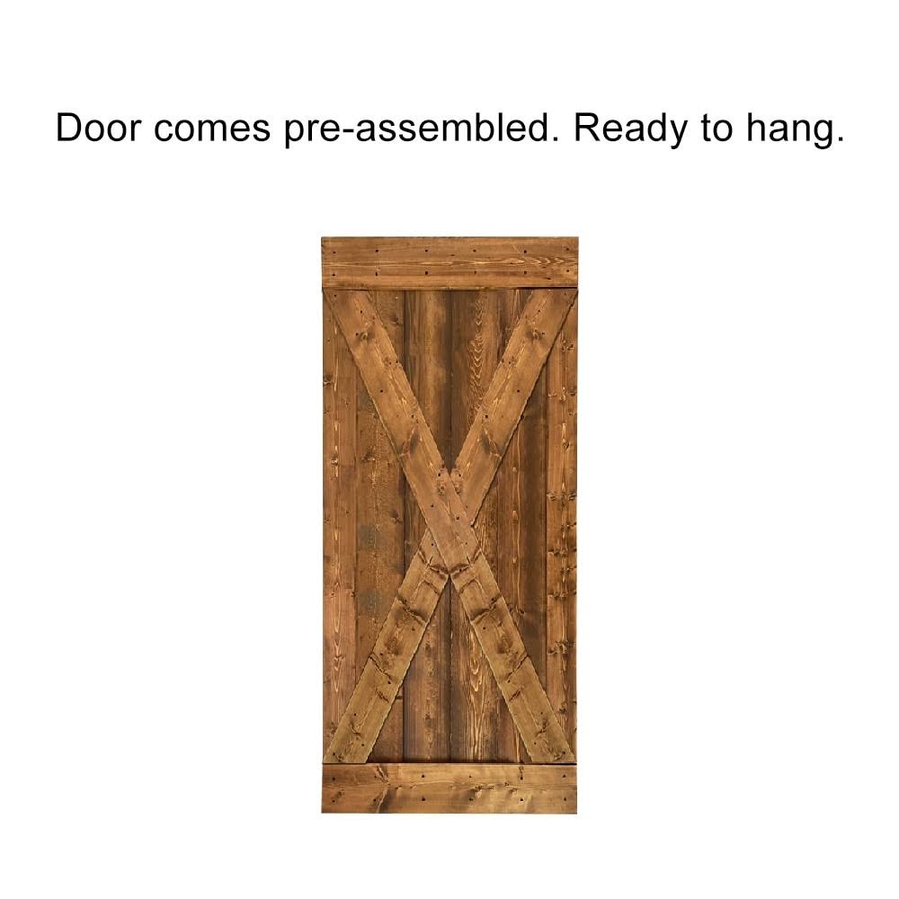 Red Walnut Stained Wood Interior Sliding Barn Door with Hardware Kit G2208