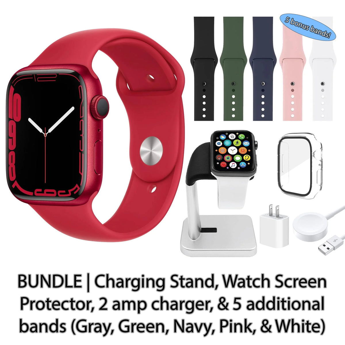 Apple Watch Series 7 (GPS + Cellular, 45 mm) Red Aluminum Case with Red Sport Band Q659