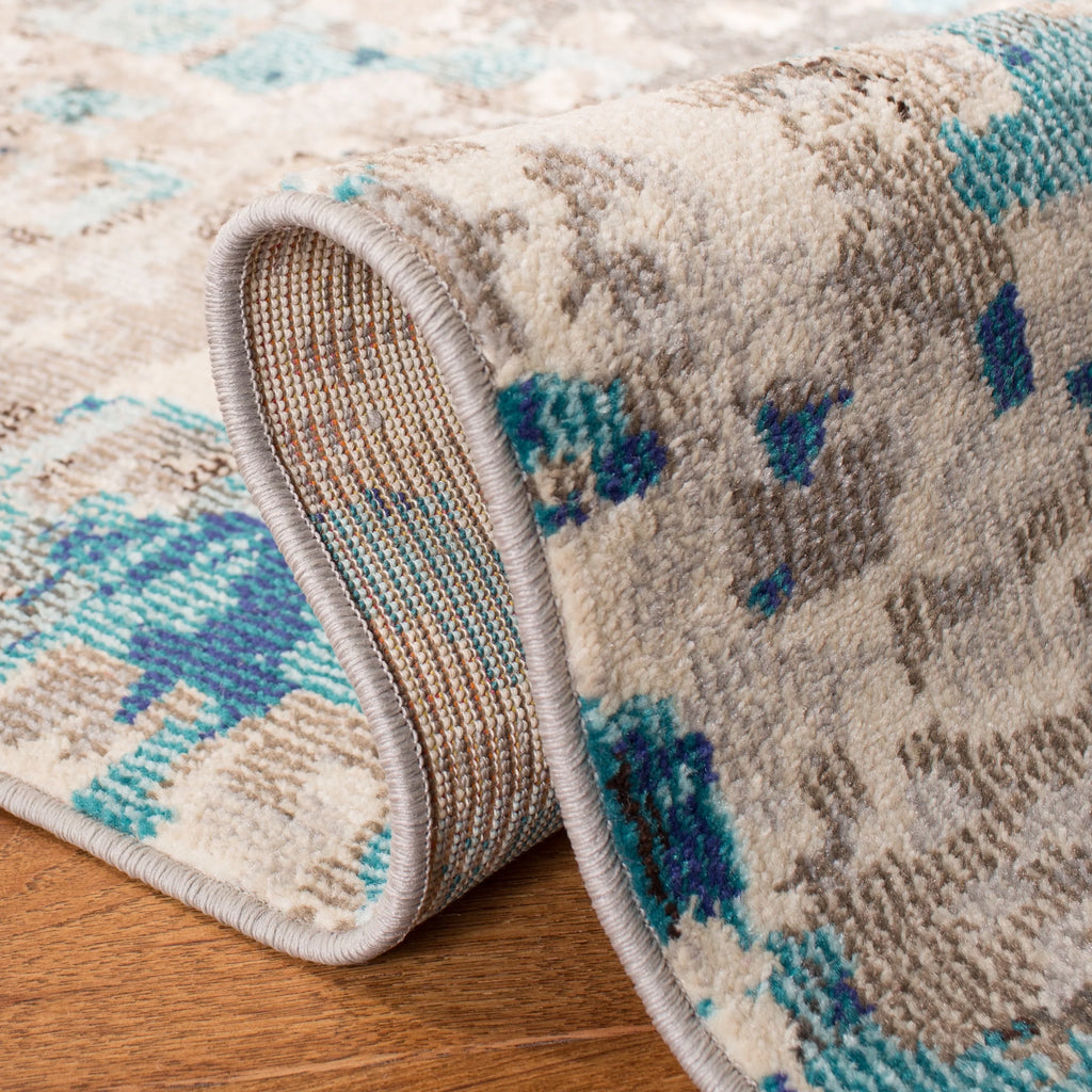 Grey/Blue Abstract Polka Dots Area Rug, 9' x 12' E145672