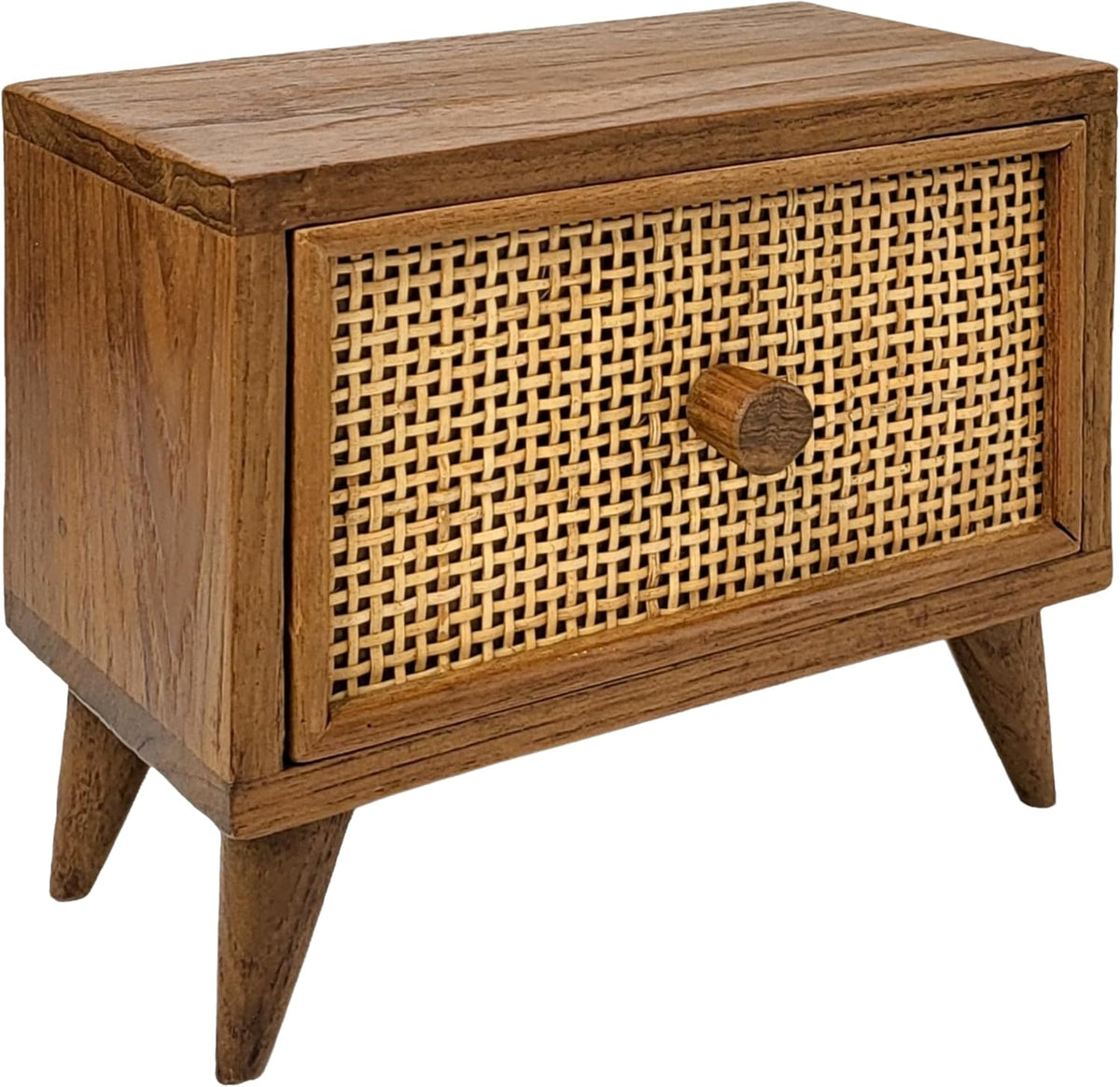 Teak Rattan Wood Desk Drawer D7561