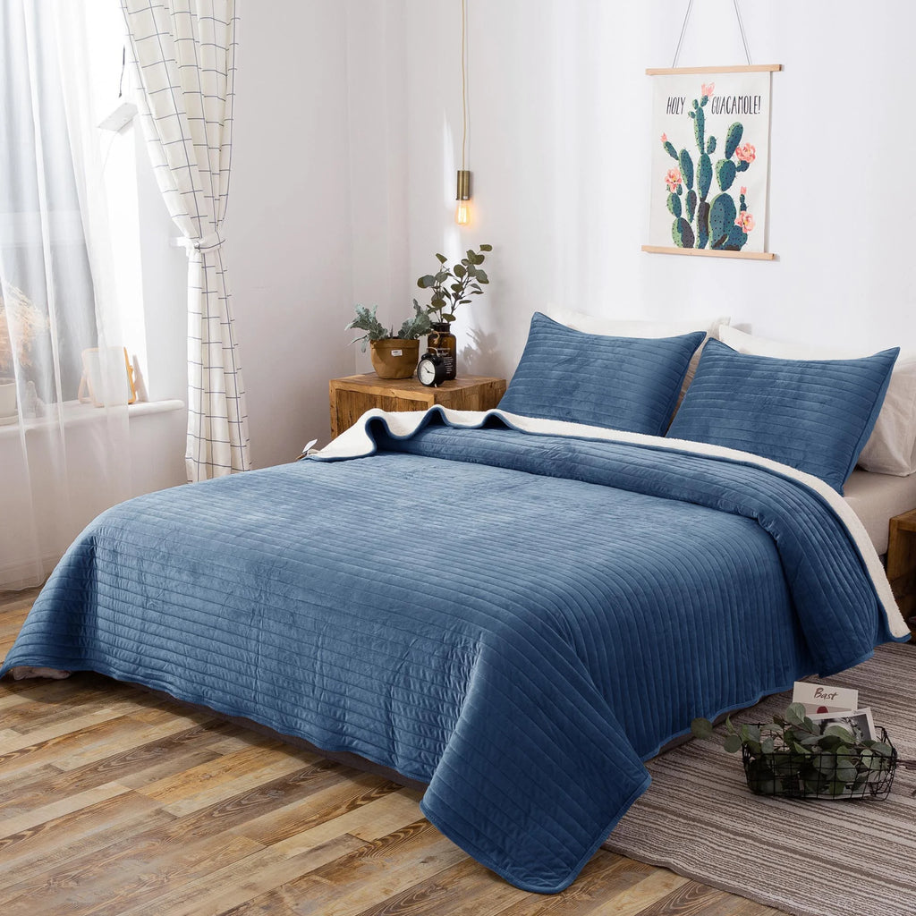 Pink King Microfiber Quilt Set S6266