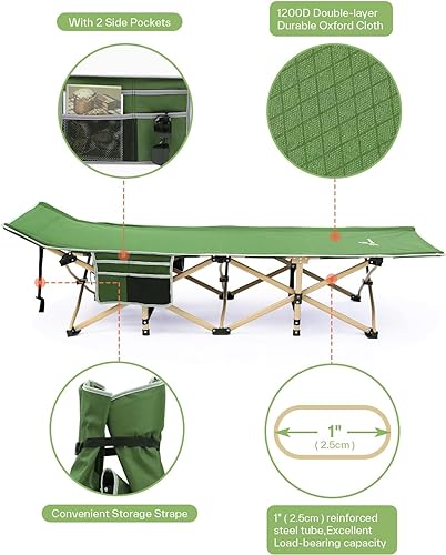 Camping Cot with Mattress Max Load 450 LBS Heavy Duty Portable Folding Bed C7284