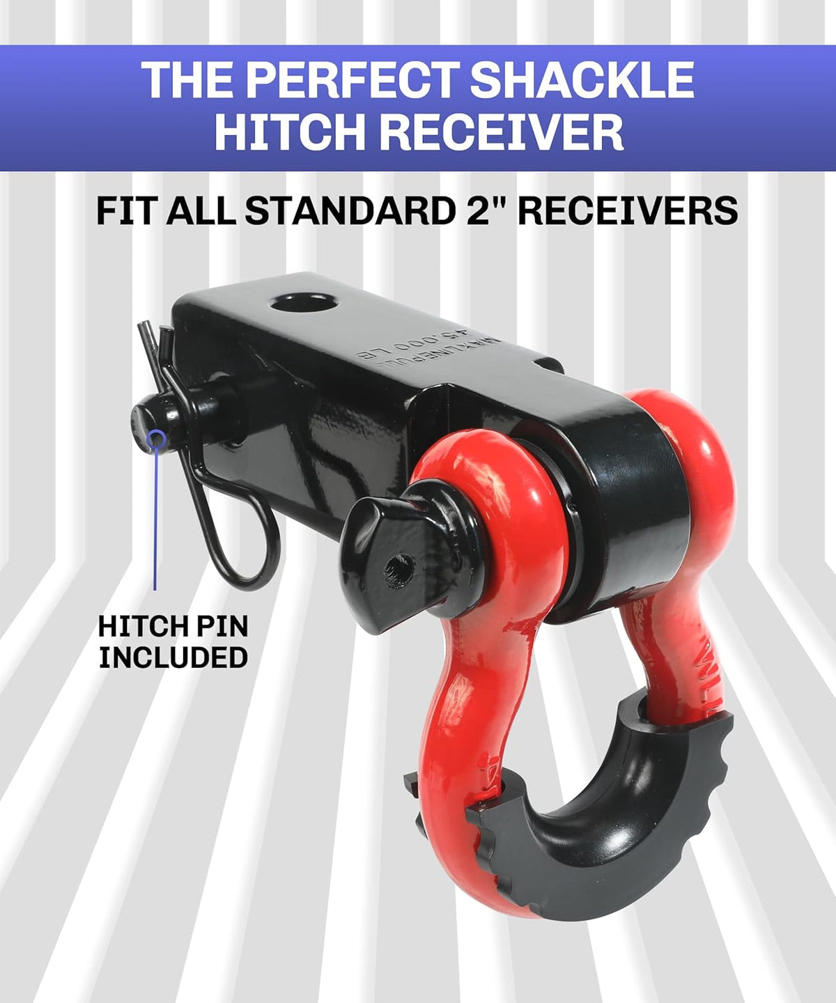 2" Tow Hitch Receiver with 5/8" Screw Pin and 3/4 Shackle V137