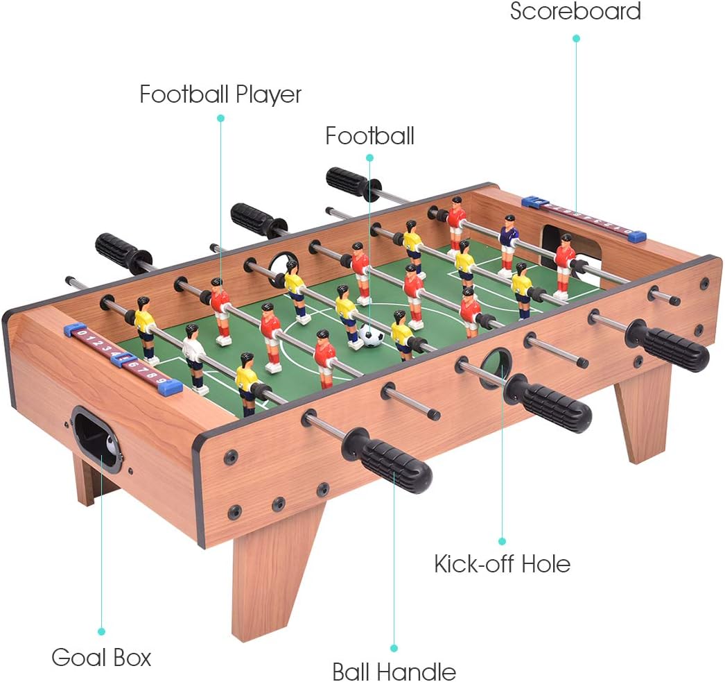 27 Foosball Table Wooden Soccer Game Table Top U29594