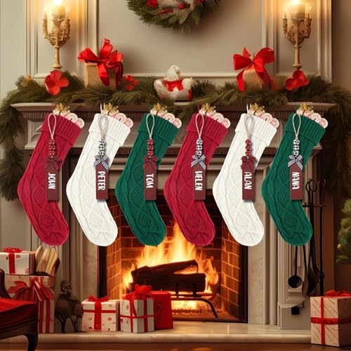 18Inch Cable Knitted Christmas Stockings in Red, White, Green I705