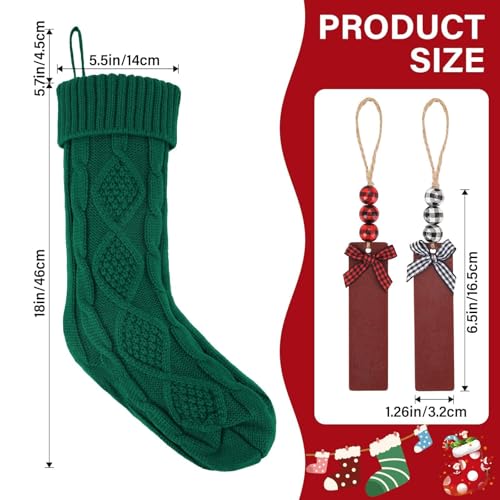 18Inch Cable Knitted Christmas Stockings in Red, White, Green I705